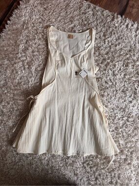 Free People Ivory Sleeveless Tie-Side Mini Dress